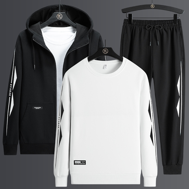 Sudadera extragrande para hombre, traje informal, traje deportivo de otoño e invierno, pantalones jogger de manga larga a la moda, traje de tres piezas.