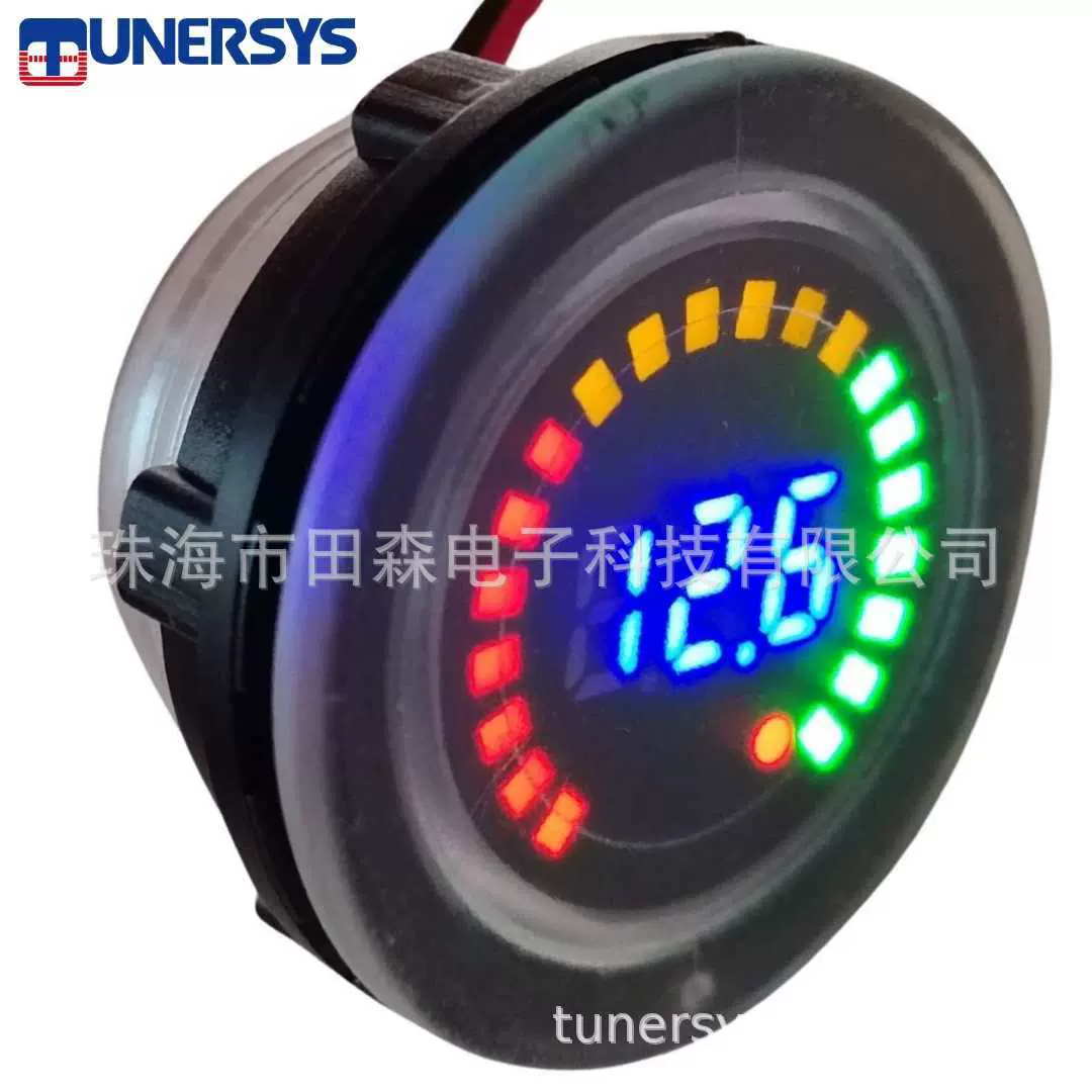 圆形电量显示器12V锂电池电量指示器电动车电瓶防水电量显示表