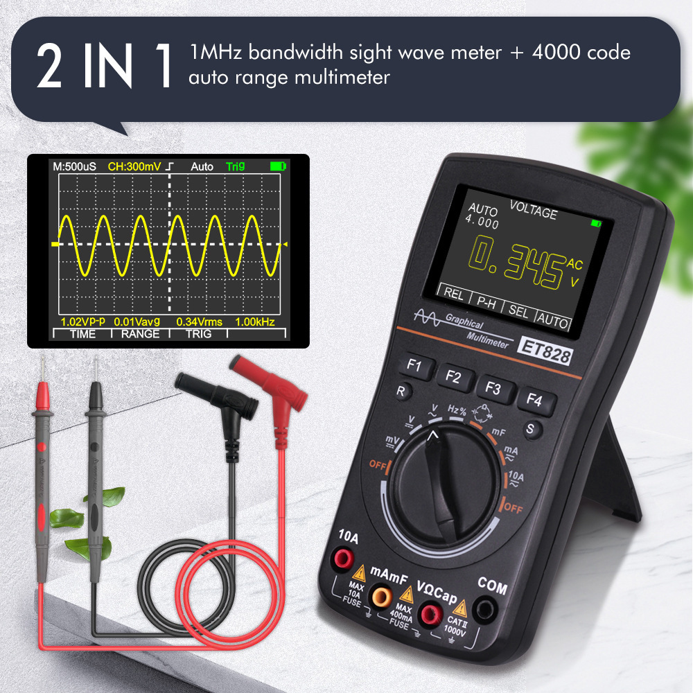 ET828示波万用表 1MHZ2.5MSPS 采样率 示波器+万用表二合一