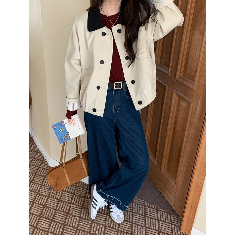 3th Morning 时髦巴恩风 撞色翻领小个子宽松夹克外套ZY3482