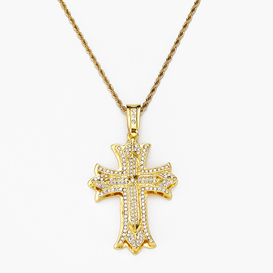 New Big Cross Men's Hip Hop Alloy Necklace Christmas Gift Jewelry_voghion.com