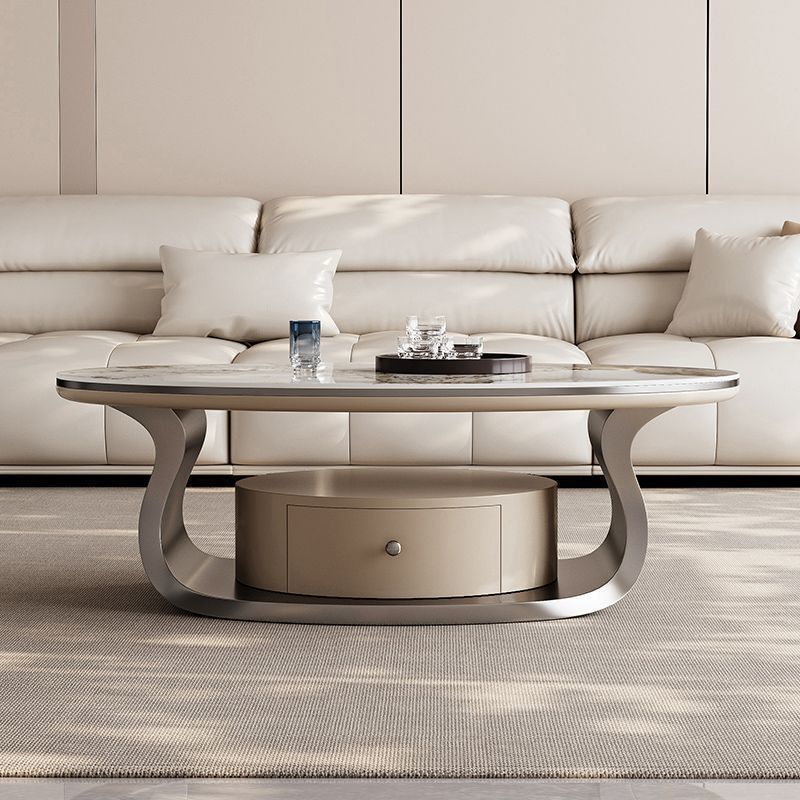 sala de estar hogar con tabla de té de fumar, tabla de té de tabla de roca ovalada de lujo ligera, combinación de gabinete de televisión, combinación de sala de estar de alta calidad