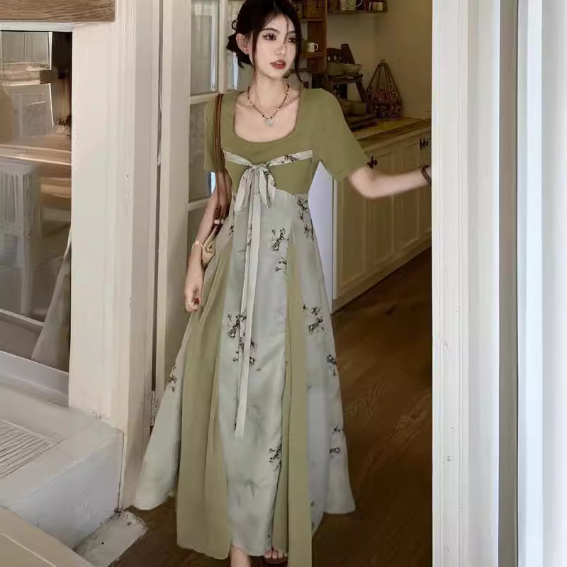 新中式国风改良旗袍连衣裙女夏季小众设计感气质收腰显瘦仙女长裙