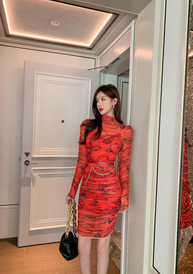 B8158 1120K VÁY ĐẦM LIỀN THÂN NỮ CHOTDNG DÁNG ÔM BODY GỢI CẢM SEXY LƯỚI MỎNG MÙA XUÂN THU ĐÔNG PHỤC CỔ CỔ ĐIỂN HỌA TIẾT HOA THỜI TRANG NỮ G04 SẢN PHẨM MỚI