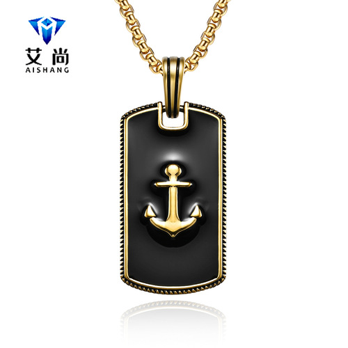 New men's trendy hip-hop anchor pattern military brand pendant trendy hip-hop fashion personality domineering pendant accessories