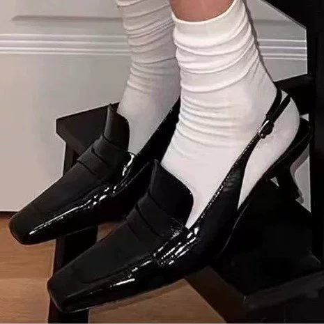 Туфли на каблуке-шпильке с квадратным носком и открытой пяткой, женские сандалии с французским носком, новинка лета 2025