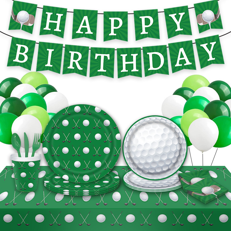 Golf Theme Series Party Tissue Paper Cup Green Sports Birthday Party Paper Tray Decorative Supplies