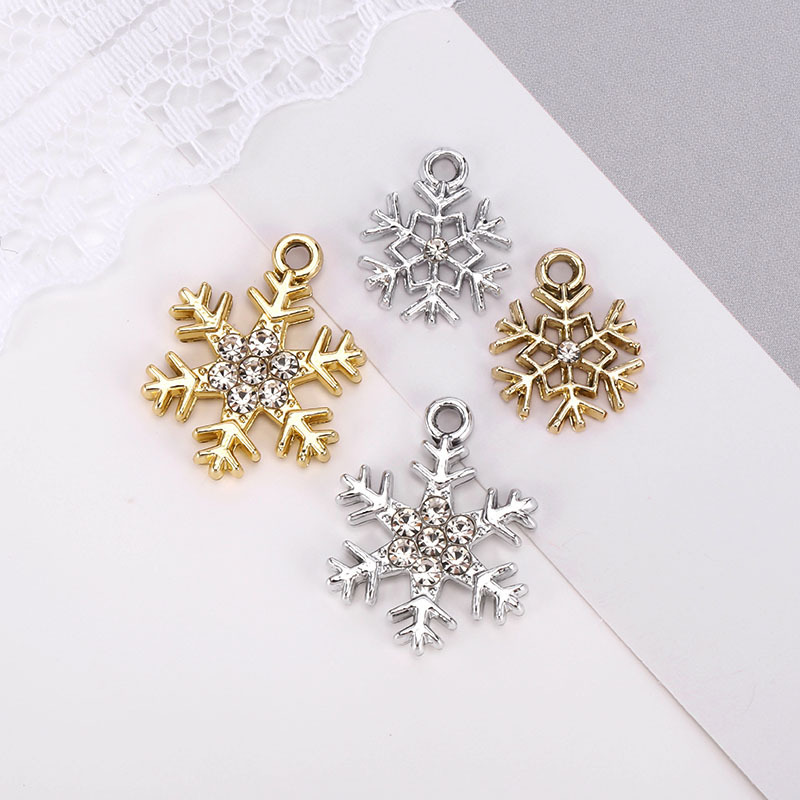 Cross-border Snowflake Accessories Pendant with Diamond Simple European and American Style Pendant Alloy DIY Accessories Accessories Clothing Keychain