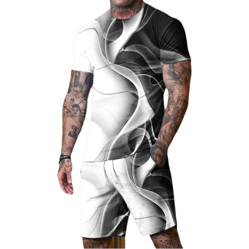 Conjunto de camisetas para hombre y mujer, moda deportiva con estampado Digital 3D, informal, más fácil para combinar, conjunto de dos piezas a la moda, 2024