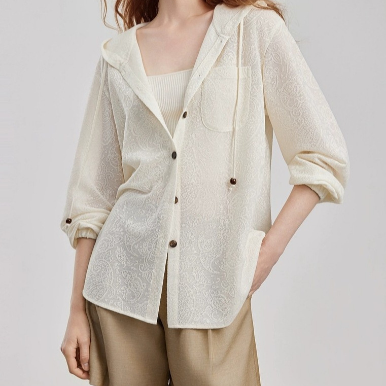 Korean Design Long-Sleeved Shirt for Women 2025 New Loose Casual Outerwear Preppy Style Hooded Top with Flap Pocket Pantss