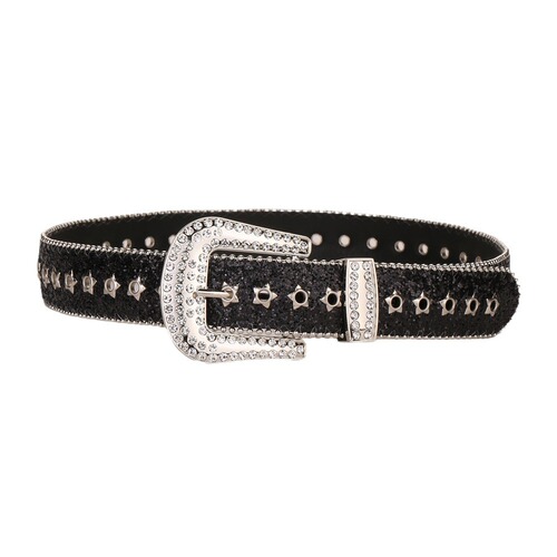 New European and American belt women's high-end y2k personality trend sequin rhinestone leather belt women's ins style versatile waist seal 
