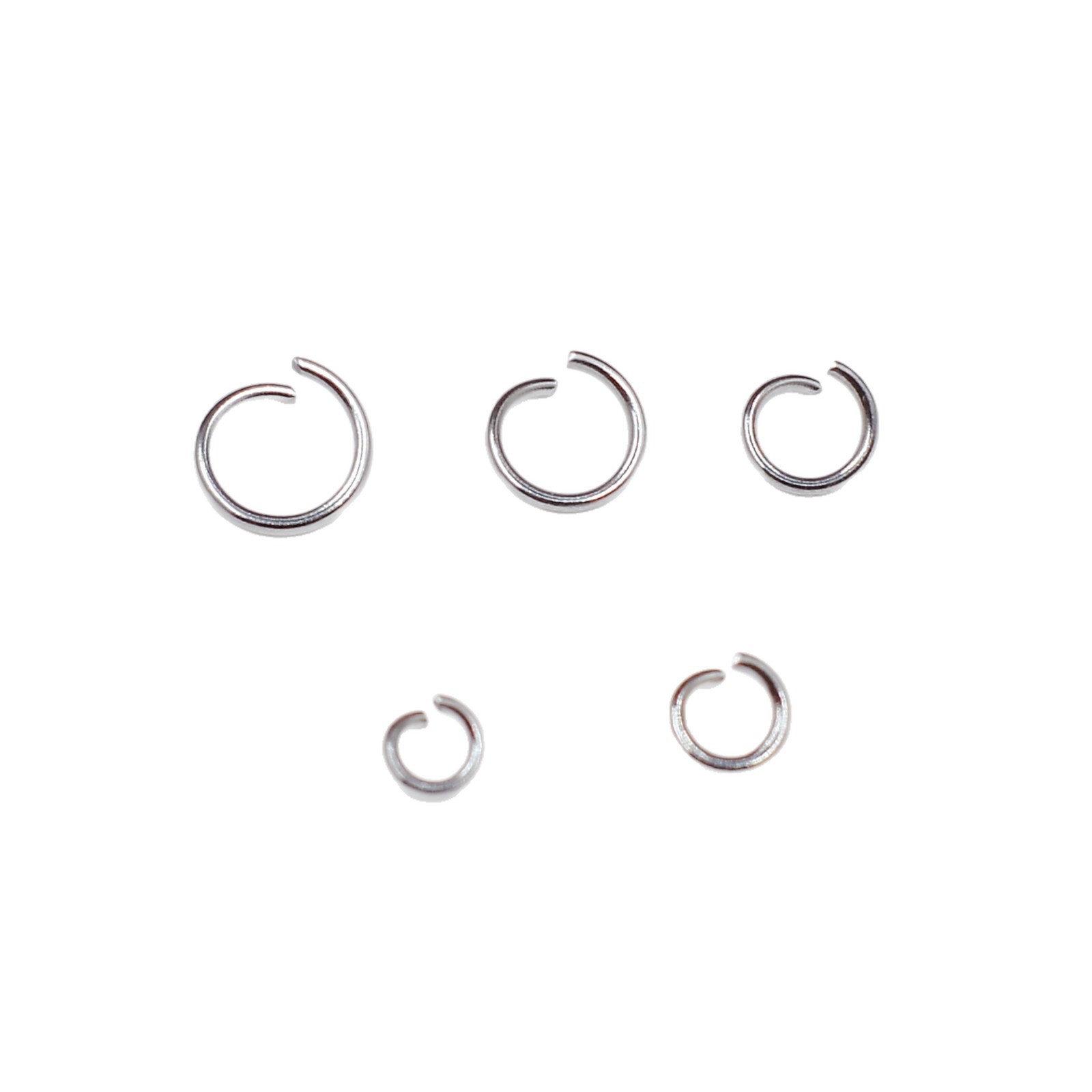 304ステンレス鋼製オープンリング、線径1.0mm、幅6mm、多様なサイズ、ジュエリーDIY用リング、既製品、シングルリング、オープンリング