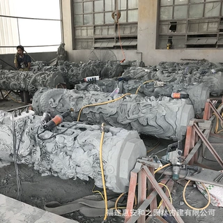 青石盘龙柱 宗祠石雕刻字石柱雕龙 石雕龙凤柱石材可选加工工期准