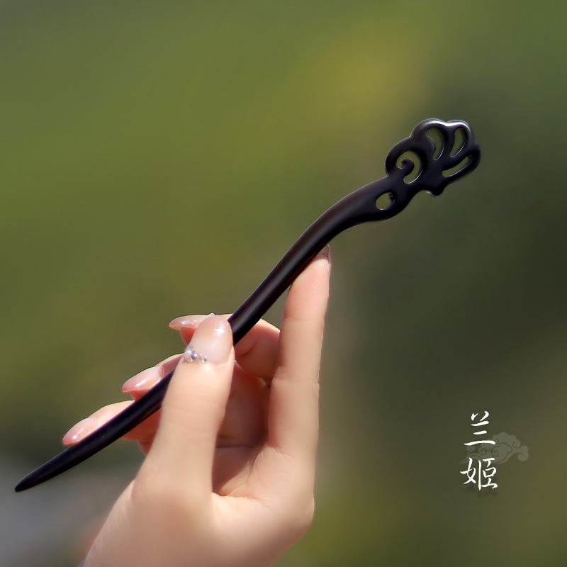 Xiangyun horquilla estilo antiguo simple diario de alto grado updo horquilla de madera nuevo estilo chino accesorios para el cabello palillos de ébano al por mayor