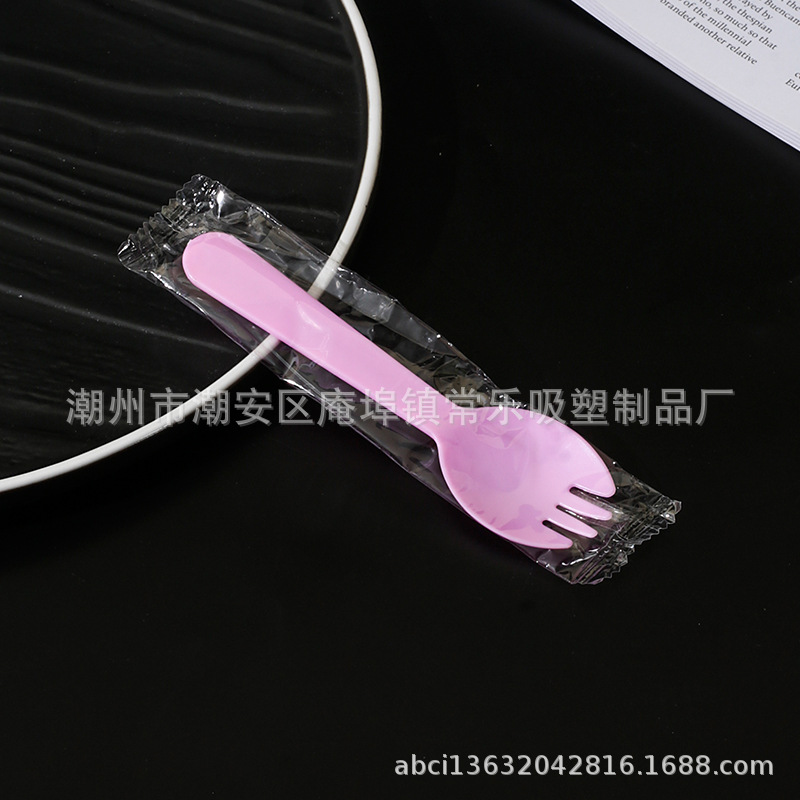 Tenedor desechable tenedor cucharas de plástico fruta picadora horquilla de pastel de embalaje independiente cucharas de postre cucharas de helado