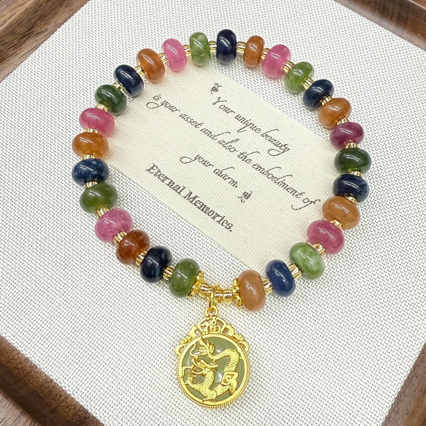 Venta al por mayor cristal natural optimizado turmalina placa pulsera seguridad hebilla colgante colorido caramelo color pulsera de mujer joyería