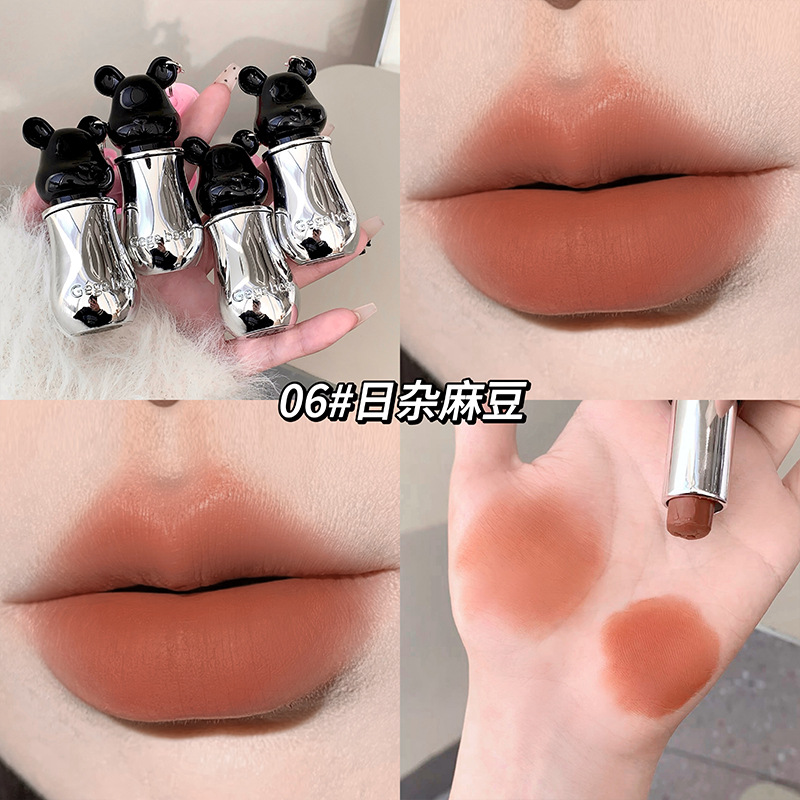Gego osito dulce oso lindo lápiz labial de terciopelo de niebla color delicado mate de larga duración con maquillaje de brillo de labios transfronterizo