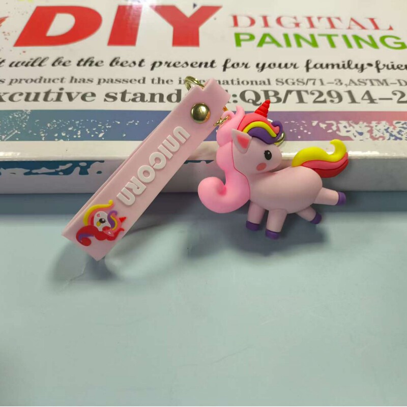 New Creative Rainbow Unicorn Keychain Pendant Cute Trendy Pvc Doll Small Backpack Car Keychain