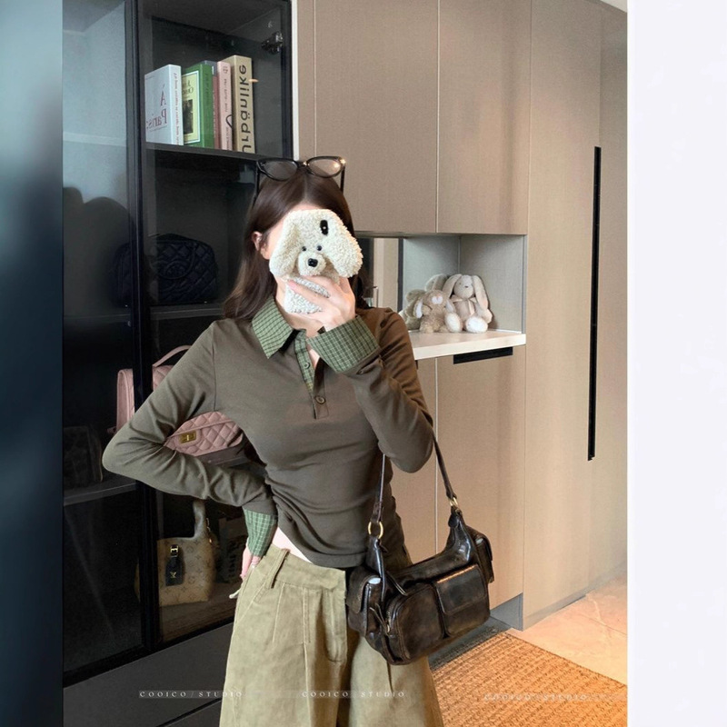 Polo Collar Long-Sleeved T-Shirt for Women, Slim Fit, Autumn and Winter 2025 Unique and Super Nice Bottoming Top