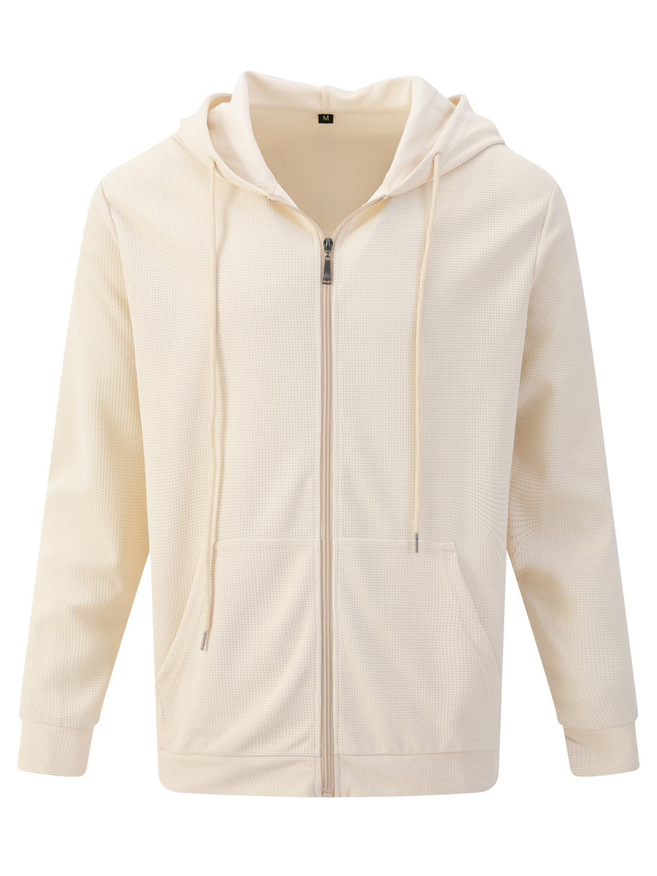 Men's Waffle Knit Hooded Zip Up Jacket For Spring And Autumn_voghion.com