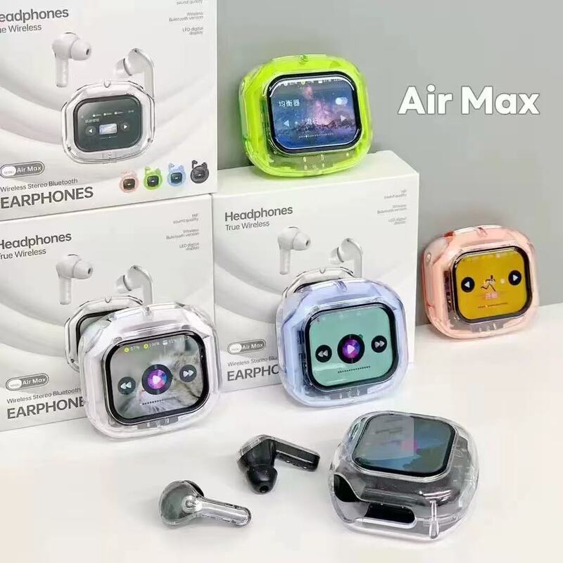 跨境热销airmax透明款彩屏耳机TWS多功能数显屏HK7超长续航高音质|undefined