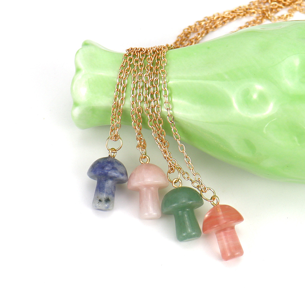 Fashion Mushroom natural stone Handmade Pendant Necklace 1 Piece