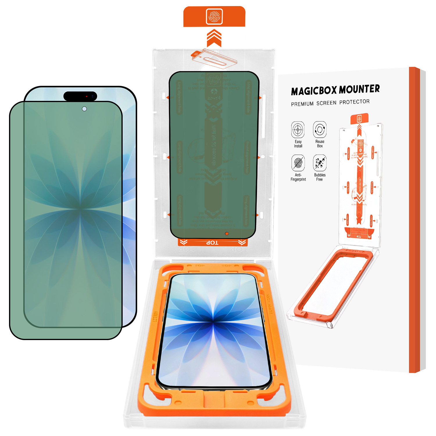 Protector de Pantalla de Vidrio Templado para Teléfono Apple 17/16/15/14/13/12, xsmax, Pantalla Completa, Luz Verde, Libre de Polvo, Repuesto de Almacén, Modelo Básico