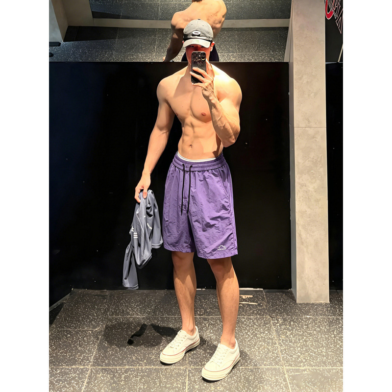2026 New Style Ice Silk Quick-Dry Thin Shorts for Men, Summer American Casual Trendy Loose Beach Five-Point Pants