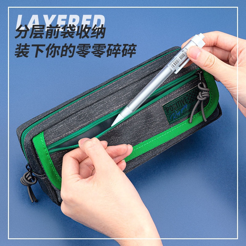 Estuche multiusos estilo canguro Deli 66937 para estudiantes de primaria, con compartimentos para un almacenamiento conveniente de la papelería.