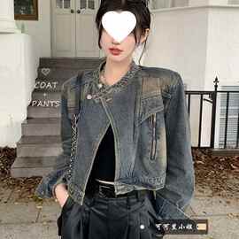 帅气牛仔机车服外套女秋季2026新款复古百搭宽松短款长袖上衣ins