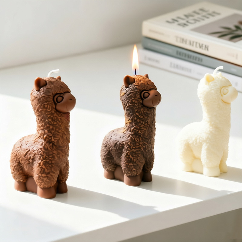 Molde de silicona estilo coreano Ins para alpaca, molde realista de animal de resina para adornos, molde para velas de aromaterapia, en stock.