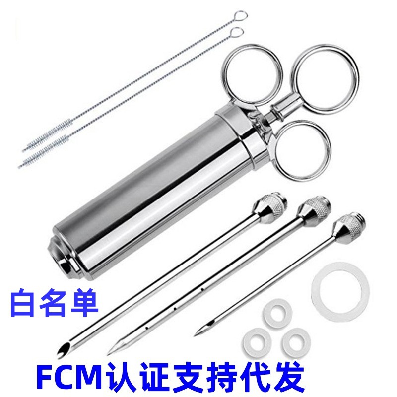 Tres agujas de acero inoxidable condimento Turquía jeringa Turquía aguja 2OZ con cepillo de limpieza herramientas de barbacoa de autoproducción y Comercialización image 3