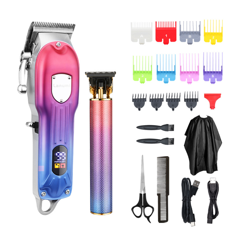 Gradiente de color pelo Clipper traje LCD digital pantalla eléctrica pelo Clipper hombres aceite cabeza talla eléctrica Clipper transfronteriza