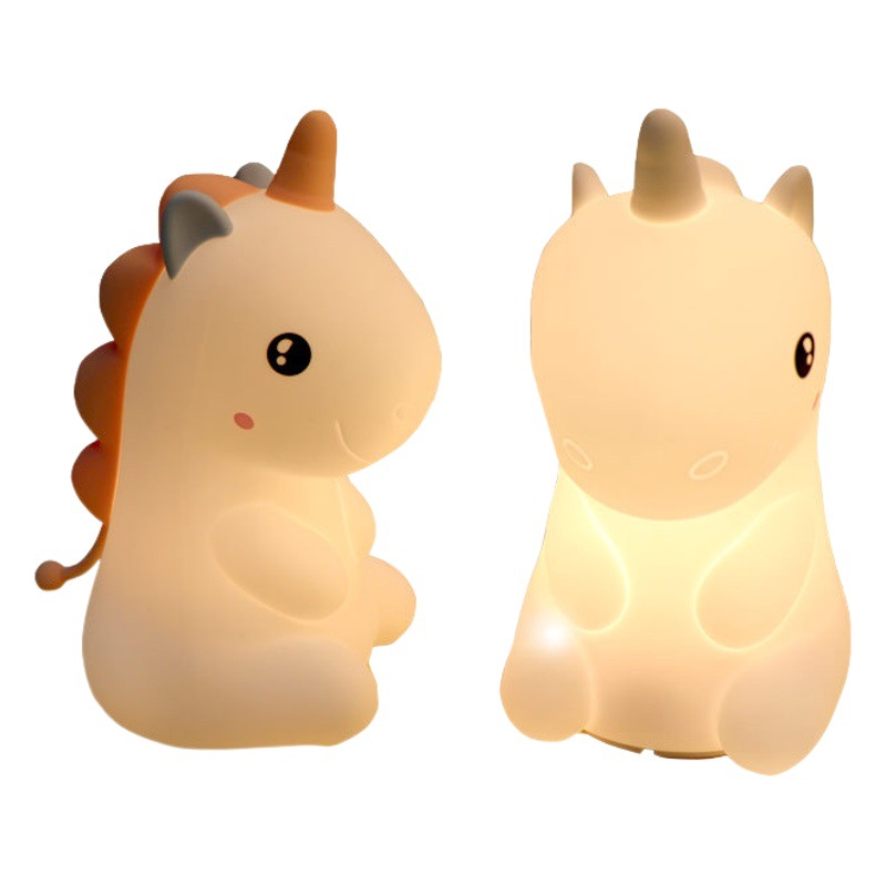 Regalo creativo unicornio luz nocturna control remoto LED carga lámpara de palmaditas de silicona junto a la cama luz de palmaditas de silicona para dormir