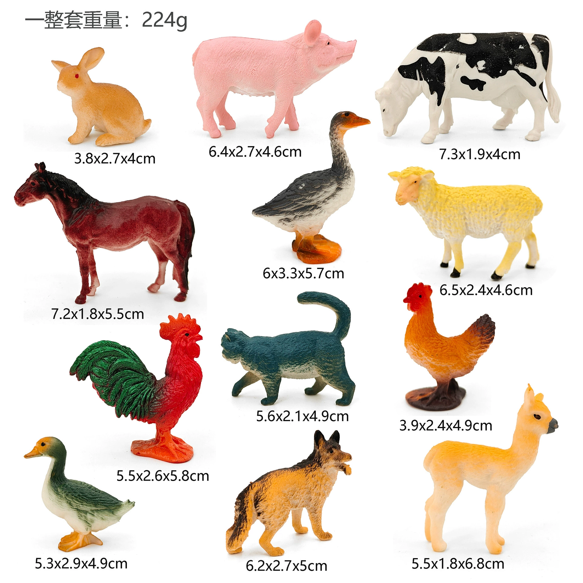 12 средних по размеру моделей симуляторов сельскохозяйственных животных из мягкого пластика, детские игрушки: кошка, свинья, альпака, домашняя птица, для развития когнитивных навыков, трансграничные поставки