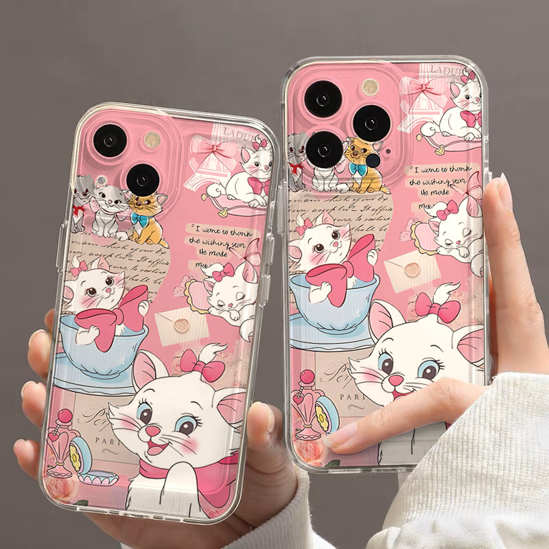 Pink Mary Cat for Apple 15 Mobile Phone Case iPhone14promax All-inclusive 13/12 Soft 11 Case xsmax