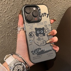 簡筆貓狗適用蘋果15promax手機殼14蘋果手機殼13彩銀12軟殼11硬XS