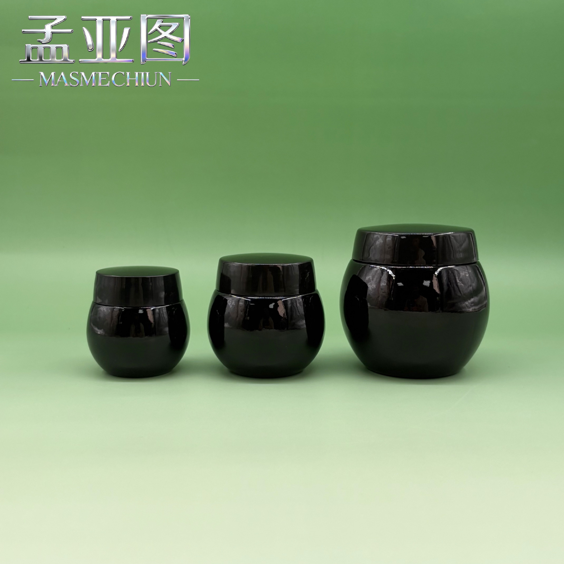 Spot 30G-100G Black Bandage Cream Bottle, Big Belly Liner Glass Cream Bottle, Cosmetic Mask Jar Packaging Material