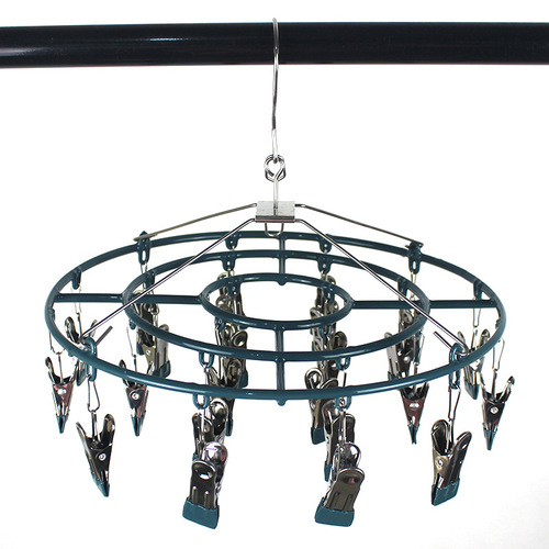 Underwear and pantyhose cool clothes hanger and trouser clip. Metal dipped plastic household multi-purpose clothes hanger and trouser clip for adults, children and infants.