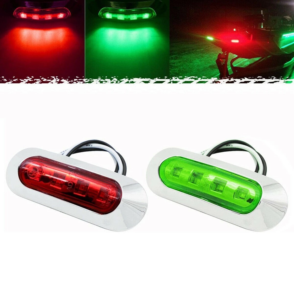 Suitable for yacht electroplating Marine 4LED navigation light red and green side light signal light 12v MK-234