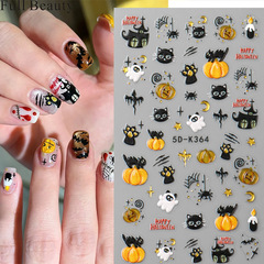 FULL BEAUTY クロスボーダー新作 エンボス加工 ハロウィン かわいい キャット カボチャ ゴースト クモの巣 ステッカー
