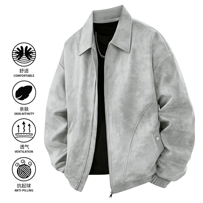 American-Style Men's Leather Jacket with Lapel, Large Size, Loose Fit, Spring and Autumn 2025 New Men's Jacket 2026 American-Style Men's Leather Jacket with Lapel, Large Size, Loose Fit, Spring and Autumn 2025 New Men's Jacket 2026