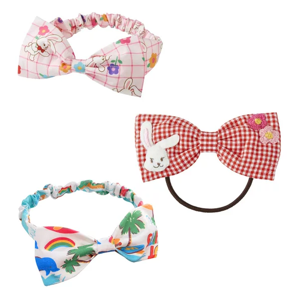 Headgear Cartoon Cute Flower Bunny Plaid Bow Head Flower Headband Baby Headband Dropshipping
