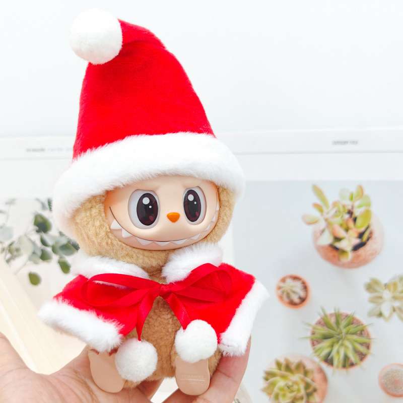 第一世代と第二世代のブラインドボックスラブブペンダントクリスマスマントベビー服ラブブビスケットマンセータークリスマス帽子|undefined