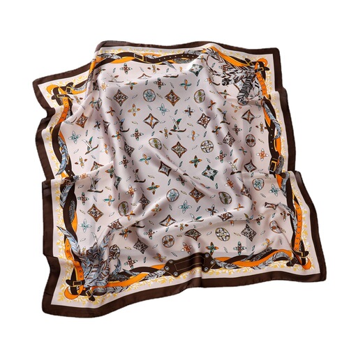 70 small square scarf silk scarf retro three-dimensional letter printed silk scarf women's new professional scarf satin scarf wholesale