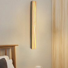 壁燈新中式長條實木創意客廳電視背景牆壁燈卧室床頭燈具日式