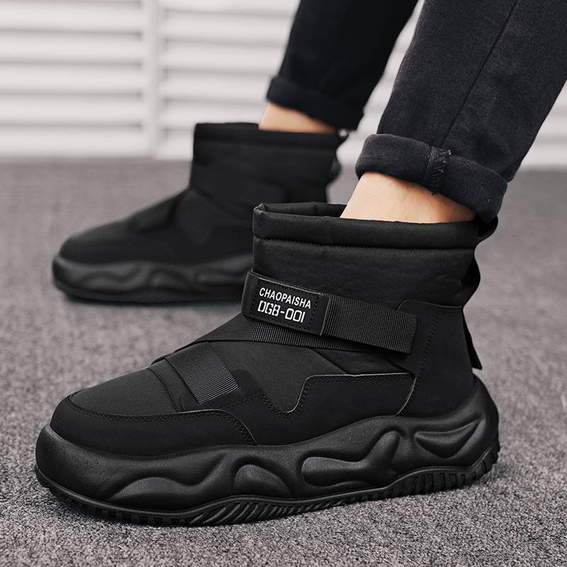 Zapatos cálidos de veludo al aire libre botas de nieve de alto perfil para hombres invierno 2024 más zapatos de algodón grueso para hombres