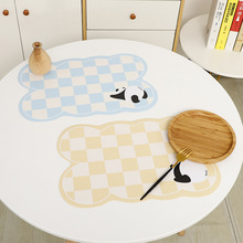 新款家用餐桌垫卡通皮革熊猫餐垫防水防油污免洗碗垫隔热垫西餐垫