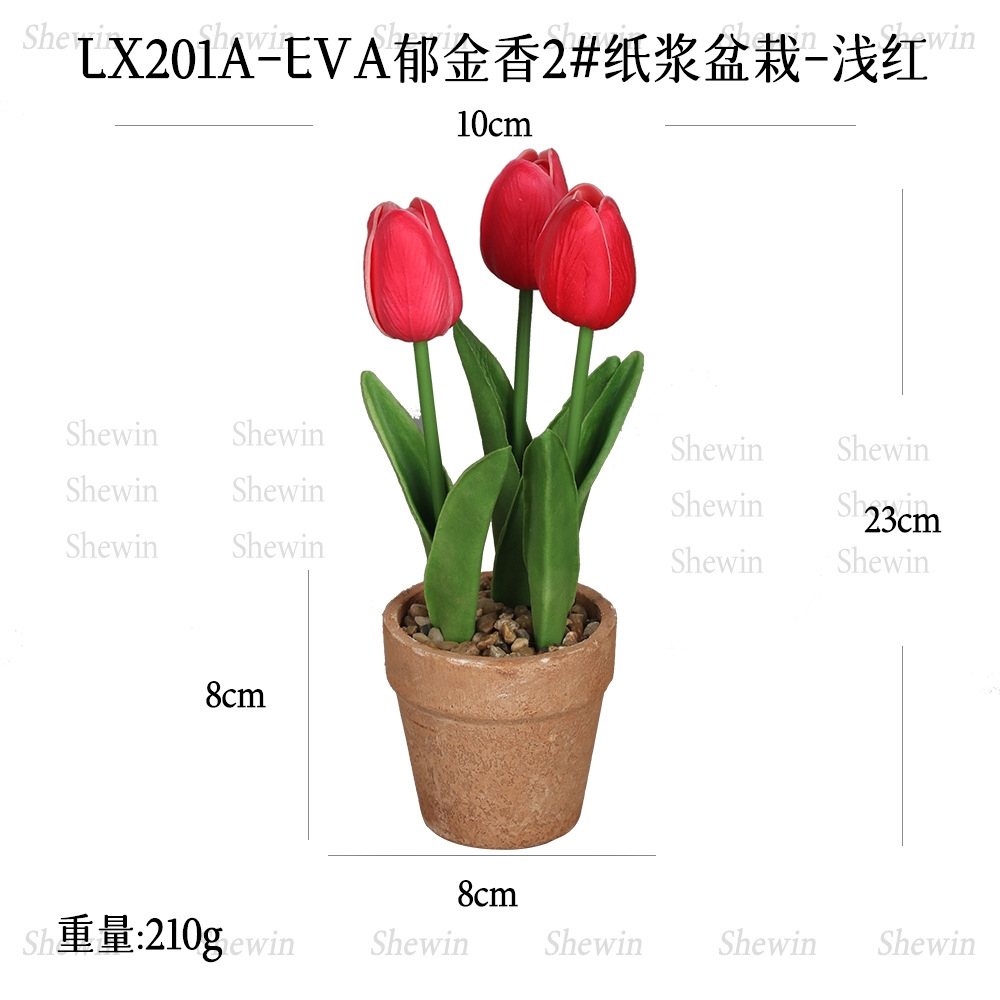 Venta caliente Eva espuma pulpa de tulipanes macetas flores de simulación Pu mini tulipanes decoración de escritorio doméstico bonsái