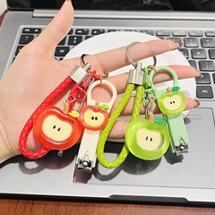透明な立体シミュレーションアップルキーホルダー、甘くてかわいい学生スクールバッグペンダントアクセサリー、楽しくて面白いペンダントアクセサリー